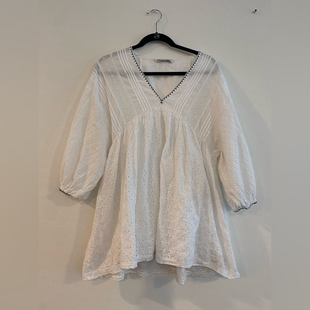 Zara Boho Eyelet Tunic Dress - Picture 2 of 9